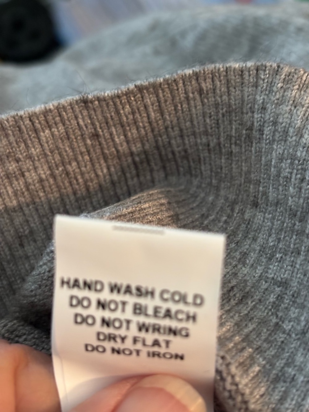 Honey Punch Gray V-Neck Sweater with Striped Hem - Picture 5 of 6